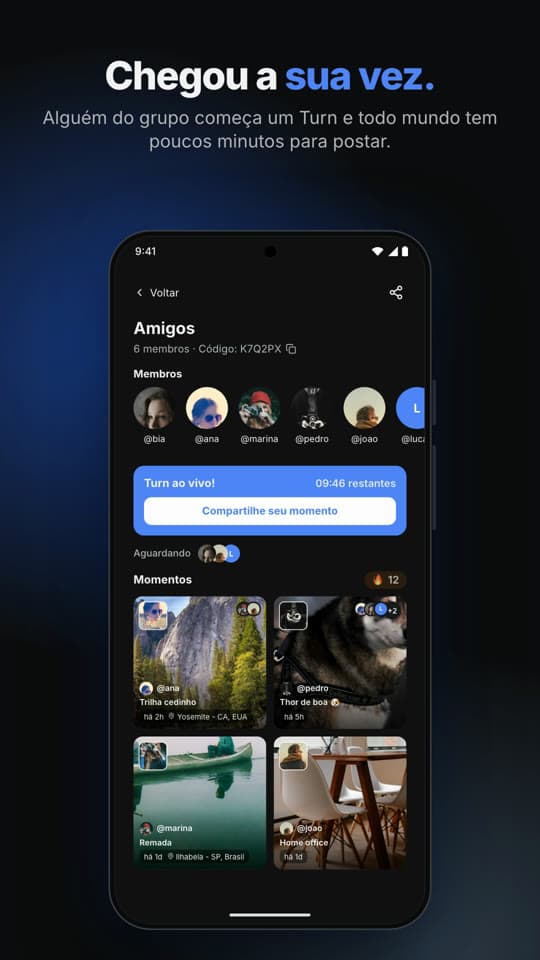 Turn ao vivo no grupo — YourTurn