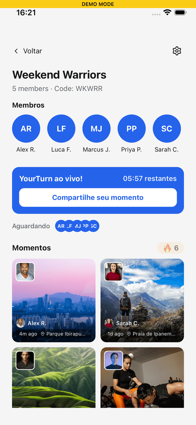 Grupo Público — tela do YourTurn