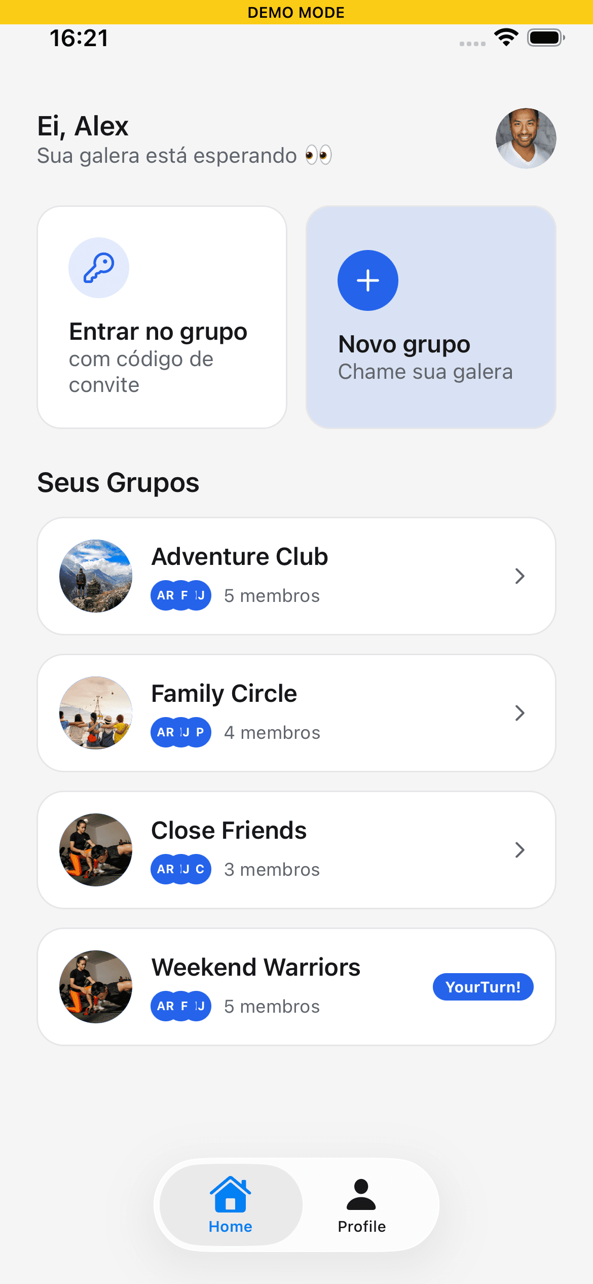 Tela principal do YourTurn